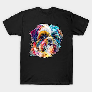Shih Tzu Colorfull Pop Art Design For Dog Onwer T-Shirt